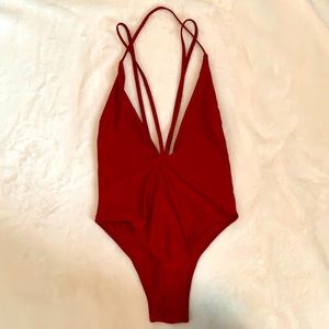 Sexy red one piece bathing suit